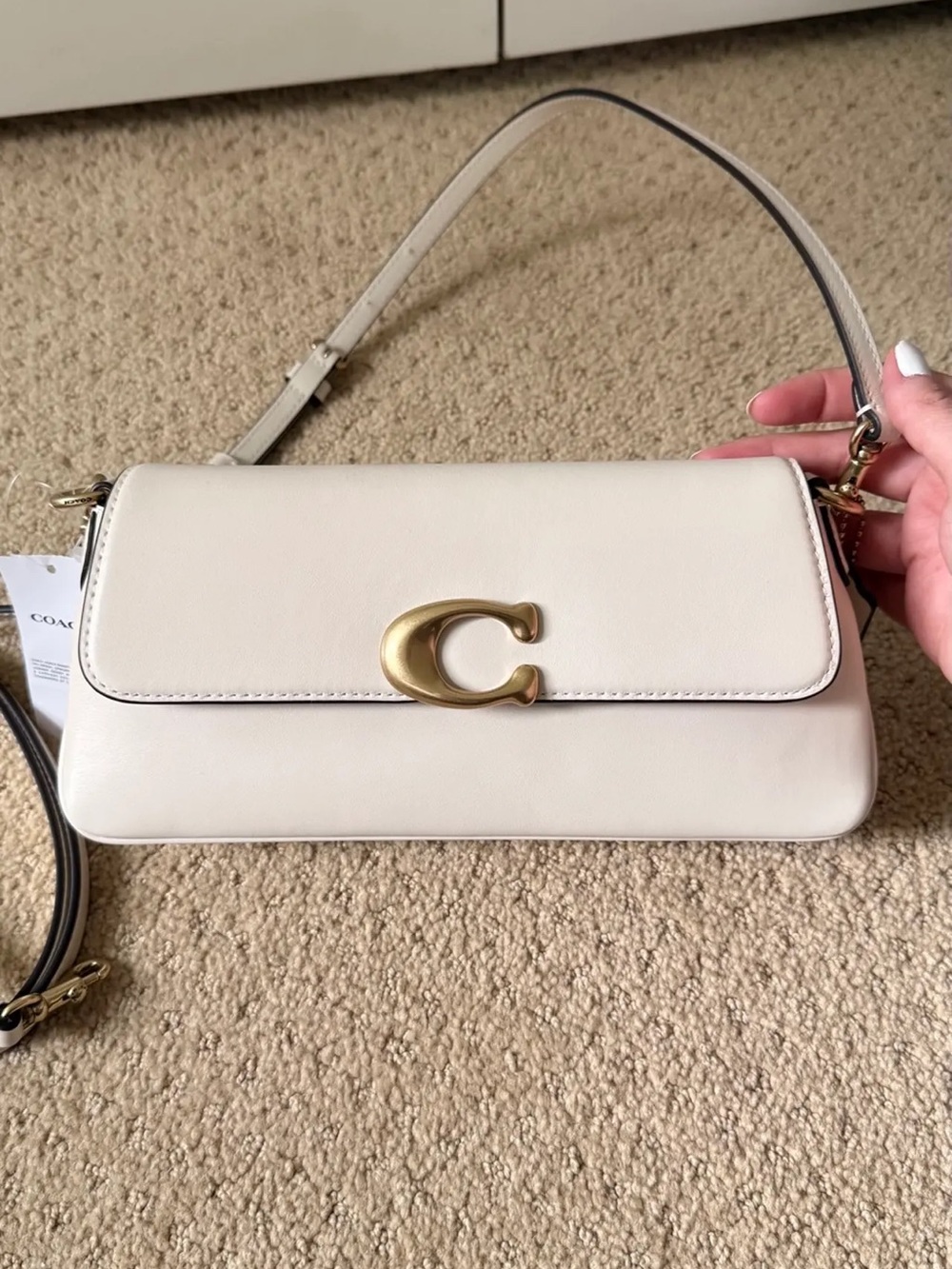 Coach Cream Shoulder Bag with Gold C Hardware